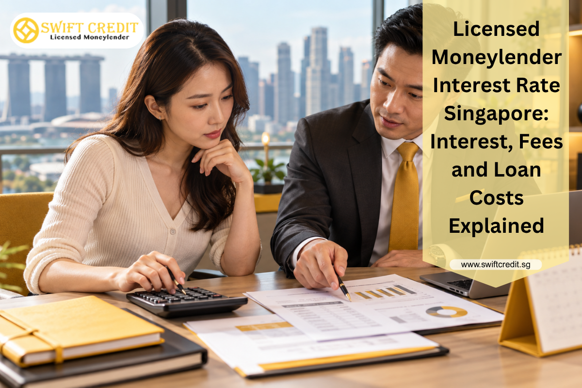 Borrower comparing licensed moneylender interest rates, fees and repayment costs in Singapore
